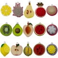 Set of 15 realistic resin fruit pendants including lemon and durian with metal hooks for DIY - Large Resin Fruit Series 15 Pcs Set (SN1535)