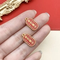 Golden enamel charms featuring traditional Chinese characters for wealth and luck DIY - Double Sided Abundant Gold Tag (22532)