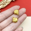 Golden money bag charm with frosted finish and lucky Fu character for DIY jewelry - Antique Gold Fortune Bag (22769)