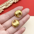 Golden Ping'an Lock charm with Fu character relief for DIY jewelry making, set of two - Large Antique Gold Fortune Lock (22783)