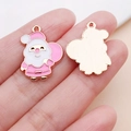 Detail of pink and white enamel Santa Claus charm with rose gold alloy plating - Pink Christmas Santa Claus Style (24975)