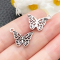 Silver vintage butterfly alloy charm pendant for DIY necklace and bracelet jewelry making - Antique Silver Hollow Insect Butterfly (22314)