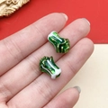 DIY green and white enamel cabbage beads with gold trim for jewelry making - Large Cabbage Spacer Bead (22847)