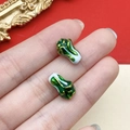 DIY enamel cabbage beads in emerald and white with gold edges for jewelry making - Small Wealth Cabbage Spacer (22848)