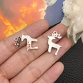 DIY Christmas elk charms in silver finish and white enamel for handmade jewelry - White Christmas Reindeer (19650) 23x18mm