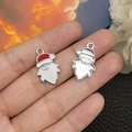 DIY Santa Claus charm set in red and silver finish for Christmas jewelry making - White Long Beard Santa Claus (19659) 24x15mm