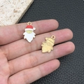 DIY μεταλλικό μενταγιόν Άγιος Βασίλης με χρωματιστό σμάλτο για κατασκευή κοσμημάτων - Στυλ Κεφάλι Άγιου Βασίλη Κόκκινο και Λευκό (15550)