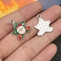 Star-shaped Christmas Santa enamel charm for DIY jewelry making with green finish - Green Star Santa Claus (19662) 22x19mm