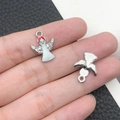 Zilveren engel legering hanger met emaille en kristallen voor DIY-sieraden maken - Wit K Emaille Witte Kerstengel (19649)