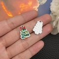 Christmas tree alloy pendant with colorful enamel oil drop for DIY jewelry making - Green Christmas Tree (19667) 22x15mm