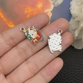 Christmas cat in red sleigh alloy enamel charm for DIY jewelry and bracelets - Red Snowman Sled (19668) 22x14mm