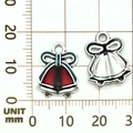Kerstklok bedel met rood en groen emaille op een millimeter schaalverdeling raster - Wit K Emaille Rode Dubbele Bellen (19652)