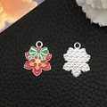 Enamel snowflake pendant charm in red and white for Christmas DIY jewelry making - Red Bowknot Snowflake (19673) 22x17mm