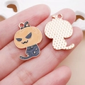 Detail of Halloween enamel black cat and pumpkin charm for DIY jewelry making - 1 Piece/Pack (24x18mm)