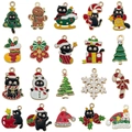 20pcs Christmas alloy charms featuring black cat and holiday motifs for DIY jewelry - Mixed Christmas Series (SN1613) / 20 Pieces Set