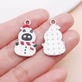 Detalle de dije de gato muñeco de nieve navideño con gorro rojo para pulsera DIY - Estilo de Gato Muñeco de Nieve (25247)