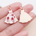 Detailed view of Halloween ghost wedding dress pendant with blood splatter design - 27.5x19.5mm / White Bloody Wedding Dress (25028)