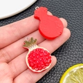 DIY pomegranate resin pendant charm with red seeds and green leaf for jewelry making - Pomegranate