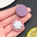 Resin mangosteen fruit pendant charm for DIY jewelry with realistic white flesh detail - Mangosteen