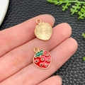 DIY handmade strawberry alloy charms with red enamel finish and gold metal back - KC Gold Red Enamel Fruit Strawberry (23390) / 16x12x2mm