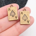 Retro bronze Ace of Spades poker card charm pendant for DIY jewelry and necklaces - Playing Card A (309)