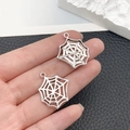 Colgantes de telaraña plateados de aleación para joyería de Halloween DIY - Estilo de Telaraña Hexagonal (10889)