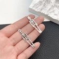 Pair of retro silver skeleton alloy pendants for Halloween necklace and jewelry DIY - Skeleton Frame Style (15762)