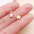 Roze emaille sterhangers en gouden sterhangers met textuur voor DIY-sieraden - Kleine Vijfpuntige Ster Stijl (12025)