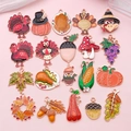 Enamel alloy Thanksgiving charms featuring turkey, pumpkin, and owl for DIY jewelry - Assorted Thanksgiving 20 Styles Collection