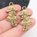 Vintage Bronze Mädchen Anhänger mit Schleifenhut und Polka-Dot Kleid für DIY Schmuck - Märchenmädchen (2323)