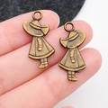 Anhänger aus Antikbronze-Legierung in Mädchenform mit Ösen für DIY-Schmuck - Vintage Mädchen (2346)