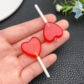 Ciondolo lecca-lecca a cuore in resina rossa con anello in argento per creazione gioielli - Rosso Trasparente (24550)