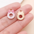 Pink enamel bow wreath charm and textured rose gold pendant for DIY jewelry making - Pink Christmas Bow Wreath Style (24819)
