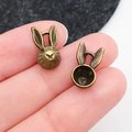 Vintage Bronze Kaninchenkopf Anhänger für DIY Schmuck mit filigranen Relief Details - Hasenkopf Anhänger (5949)
