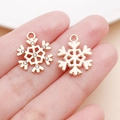 Gouden sneeuwvlok hanger met strass en gravure voor het maken van eigen sieraden - Strass Sneeuwvlok Bedeltje (10926)