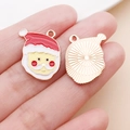 Pendentif Père Noël en émail pour bijoux DIY avec détails de finition rouge et or - Breloque Tête de Père Noël (14183)