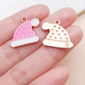 Pink and gold Christmas hat alloy charms for DIY bracelets jewelry making - Pink Christmas Hat Style (24815)