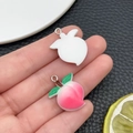 Pendentifs pêche en résine DIY avec dégradé rose et anneaux argentés pour bijoux faits main - Style Pêche (24358)