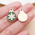 Pendentif flocon de Noël en émail vert et alliage doré pour bijoux DIY artisanaux - Breloque Flocon Rond Vert (14199)