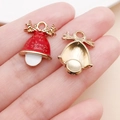 Pendentif cloche de renne de Noël en émail rouge pour la création de bijoux - Breloque Cloche de Noël Rouge (14204)