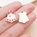Pendentif cloche de Noël en émail blanc avec texture métallique dorée pour bijoux DIY - Breloque Cloche de Noël Blanche (14275)