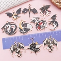 Gothic dragon and crescent moon enamel charms for DIY jewelry making and accessories - Drip Oil Mixed Animal Dragons 10-Piece Set