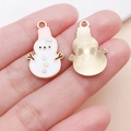 Pink Christmas snowman charm for DIY bracelets with gold alloy backing and hanging loop - Pink Christmas Snowman Style (24979)