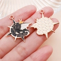 Detailed macro view showing dragon moon enamel pendant with metallic mesh texture back - Cross Flying Dragon Style (25224)