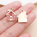 Pendentifs maison de pain d'épices de Noël en émail pour bijoux DIY et bracelets - Breloque Maison en Sucre d'Orge (24969)