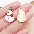 Pendentif bonhomme de neige de Noël en émail blanc et écharpe rouge pour bijoux - Breloque Bonhomme de Neige avec Écharpe (24971)