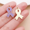Ciondolo a fiocco rosa e viola con scritta LOVE e placcatura in oro per gioielli fai-da-te - Ciondolo Nastro con Fiocco Love Viola (24859)