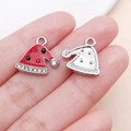 Colgantes de gorro navideño en aleación con esmalte rojo y diamantes de imitación DIY - Estilo de Gorro de Navidad Rojo (21866)