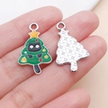 Colgante de gato negro y árbol de Navidad en aleación esmaltada para joyería DIY - Estilo de Gato en Árbol de Navidad (25243)
