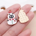 Ciondolo gatto pupazzo di neve di Natale con cappello rosso e sciarpa in lega colorata - Ciondolo Gatto Pupazzo di Neve Bianco (25258)